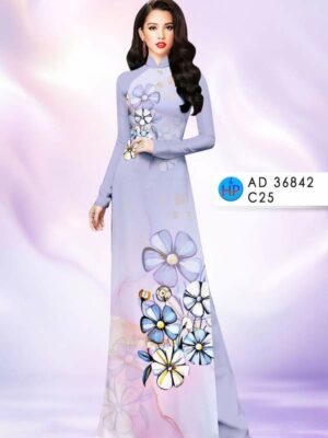 Vải Áo Dài Hoa In 3D AD 36842