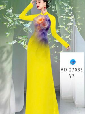 Vải Áo Dài Hoa In 3D AD 27085