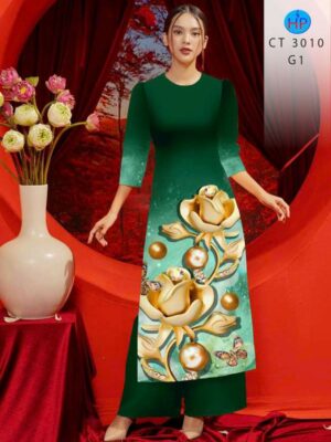 Vải Áo Dài Hoa In 3D AD CT3010