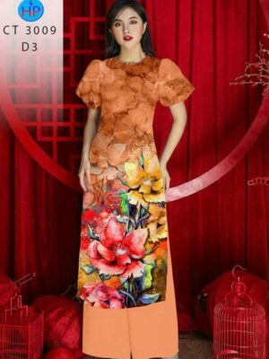 Vải Áo Dài Hoa In 3D AD 3009