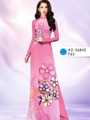 Vải Áo Dài Hoa In 3D AD 36842