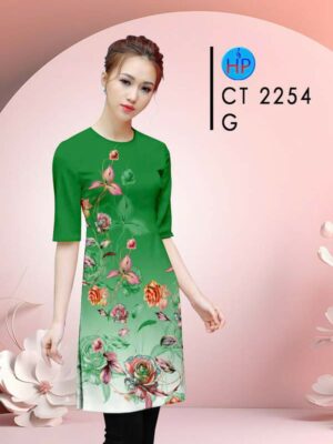 Vải Áo Dài Hoa Hồng AD CT2254