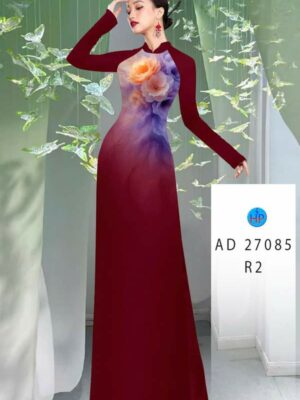 Vải Áo Dài Hoa In 3D AD 27085
