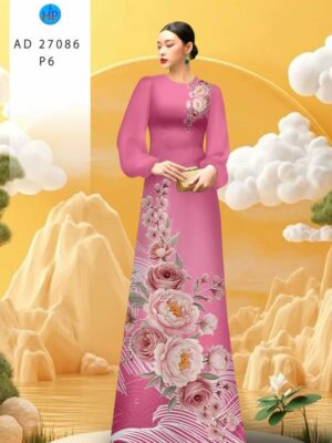 Vải Áo Dài Hoa Cẩm Chướng AD 27086