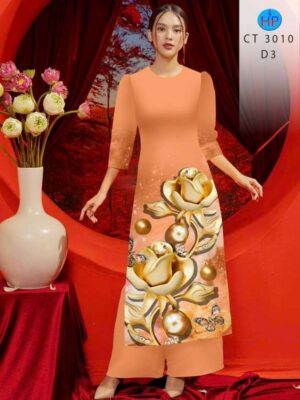 Vải Áo Dài Hoa In 3D AD CT3010