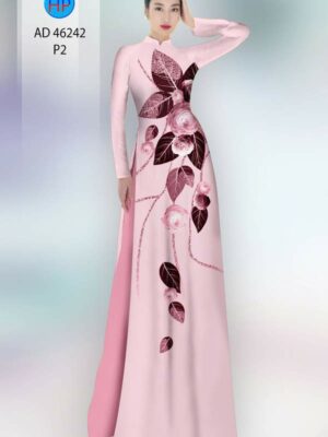 Vải Áo Dài Hoa Hồng AD 46242