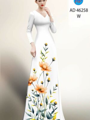 Vải Áo Dài Hoa In 3D AD 46258