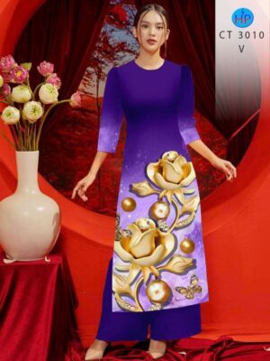 Vải Áo Dài Hoa In 3D AD CT3010