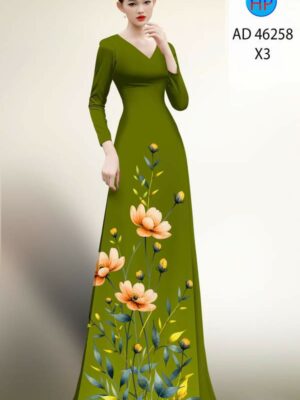 Vải Áo Dài Hoa In 3D AD 46258
