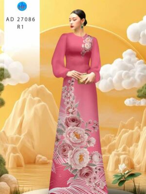 Vải Áo Dài Hoa Cẩm Chướng AD 27086