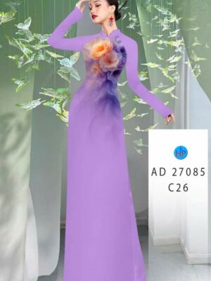 Vải Áo Dài Hoa In 3D AD 27085