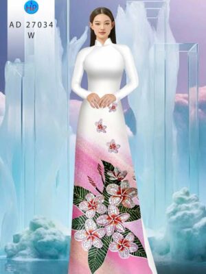 Vải Áo Dài Hoa In 3D AD 27034
