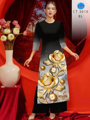 Vải Áo Dài Hoa In 3D AD CT3010
