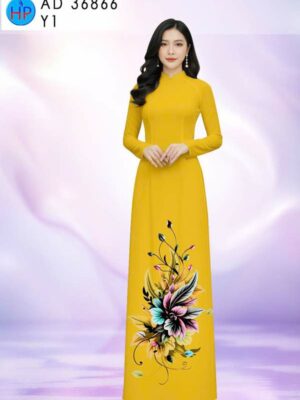 Vải Áo Dài Hoa In 3D AD 36866