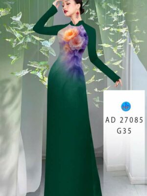 Vải Áo Dài Hoa In 3D AD 27085