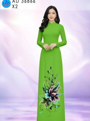 Vải Áo Dài Hoa In 3D AD 36866