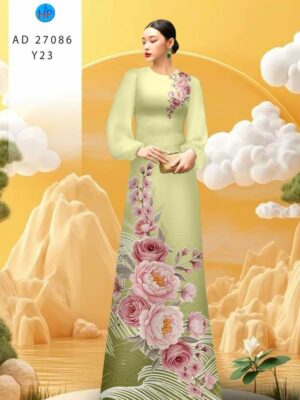 Vải Áo Dài Hoa Cẩm Chướng AD 27086