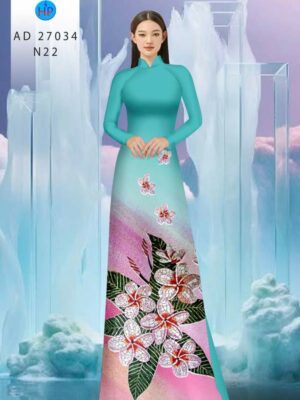 Vải Áo Dài Hoa In 3D AD 27034
