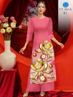 Vải Áo Dài Hoa In 3D AD CT3010