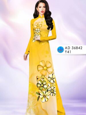 Vải Áo Dài Hoa In 3D AD 36842