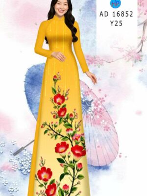 Vải Áo Dài Hoa In 3D AD 16852