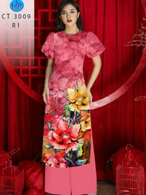 Vải Áo Dài Hoa In 3D AD 3009