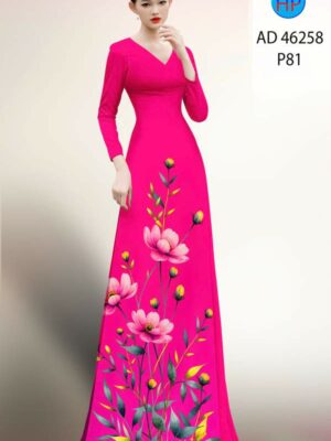 Vải Áo Dài Hoa In 3D AD 46258