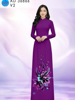 Vải Áo Dài Hoa In 3D AD 36866