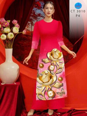 Vải Áo Dài Hoa In 3D AD CT3010