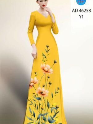 Vải Áo Dài Hoa In 3D AD 46258