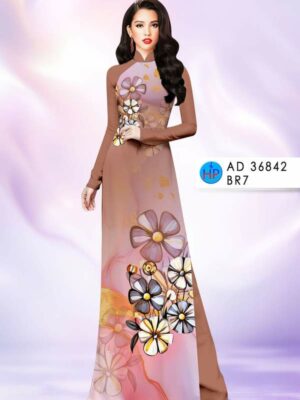 Vải Áo Dài Hoa In 3D AD 36842