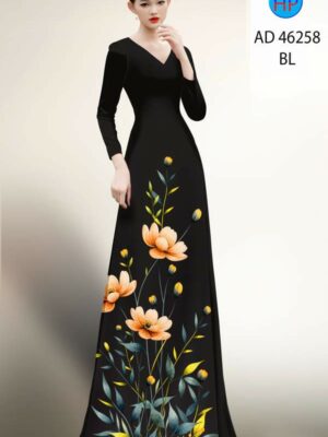Vải Áo Dài Hoa In 3D AD 46258