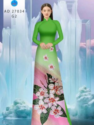 Vải Áo Dài Hoa In 3D AD 27034
