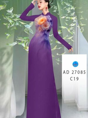 Vải Áo Dài Hoa In 3D AD 27085