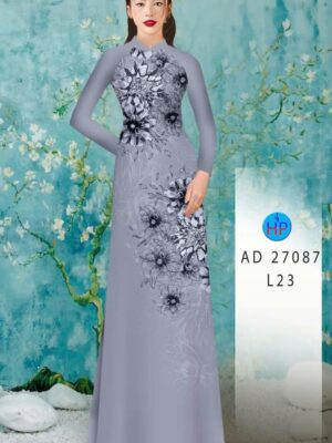 Vải Áo Dài Hoa In 3D AD 27087