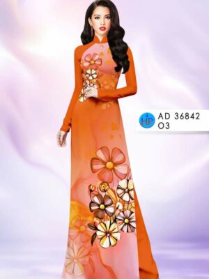 Vải Áo Dài Hoa In 3D AD 36842