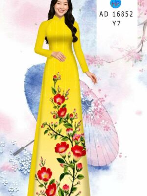 Vải Áo Dài Hoa In 3D AD 16852
