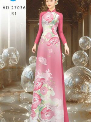 Vải Áo Dài Hoa In 3D AD 27036
