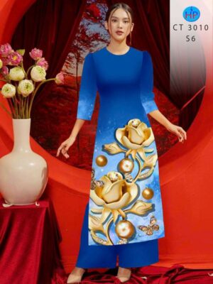 Vải Áo Dài Hoa In 3D AD CT3010
