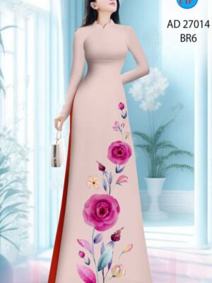 Vải Áo Dài Hoa Hồng AD 27014