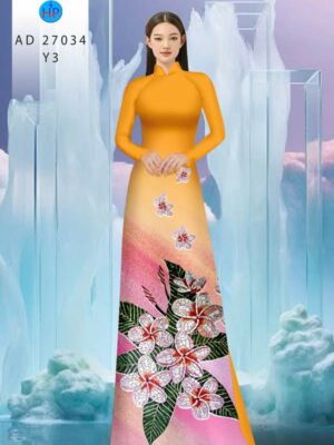 Vải Áo Dài Hoa In 3D AD 27034