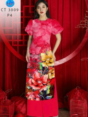 Vải Áo Dài Hoa In 3D AD 3009