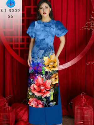 Vải Áo Dài Hoa In 3D AD 3009