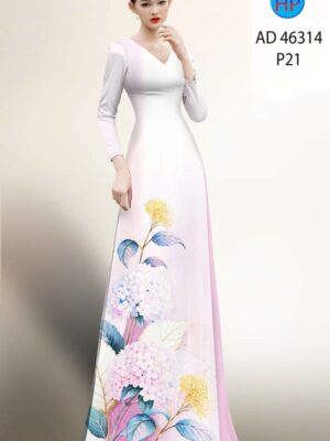 Vải Áo Dài Hoa In 3D AD 46314
