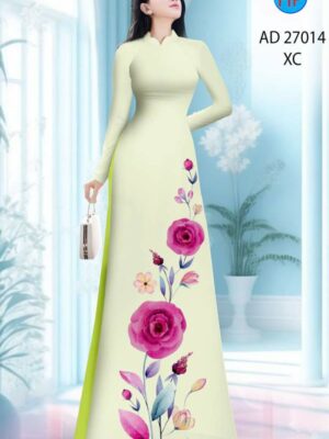 Vải Áo Dài Hoa Hồng AD 27014