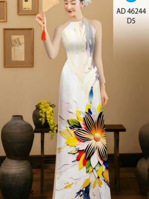 Vải Áo Dài Hoa In 3D AD 46244