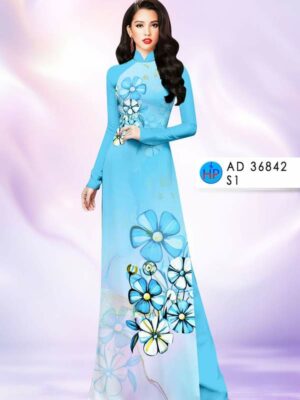 Vải Áo Dài Hoa In 3D AD 36842
