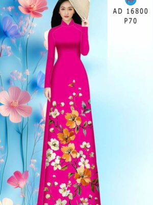 Vải Áo Dài Hoa In 3D AD 16800