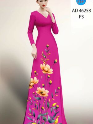 Vải Áo Dài Hoa In 3D AD 46258