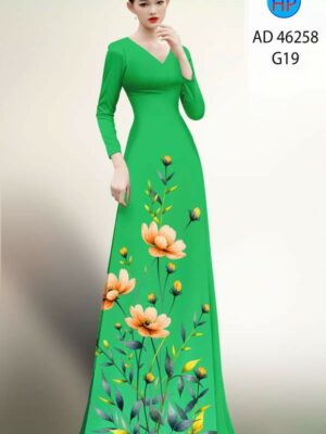 Vải Áo Dài Hoa In 3D AD 46258